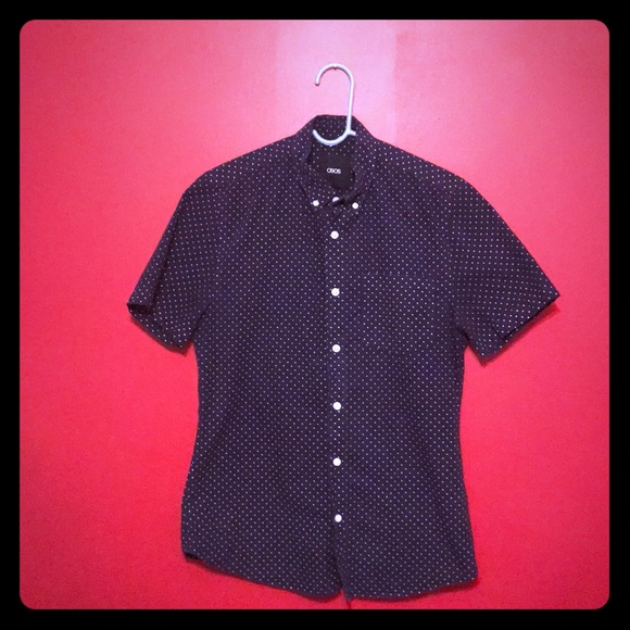 ASOS Other - ASOS short sleeve button up (navy with white dots)